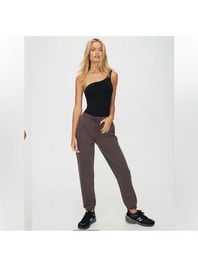 Aritzia TNA Cozy Fleece Sweatpants in Brown Sz XS